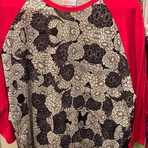 Lularoe 2x Randy euc red black white flowers